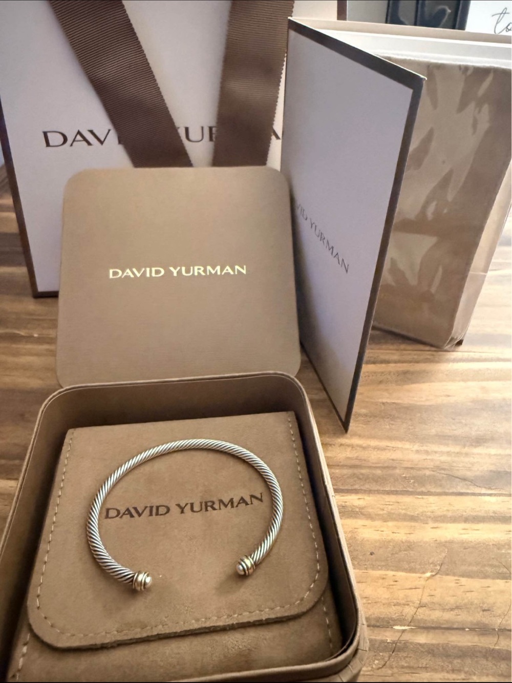 David Yurman Silver Cable Open Cuff Bracelet
